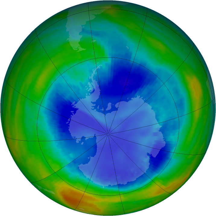 Antarctic ozone map for 21 August 2001